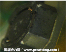 使用銀(Ag)鍍層的電源電感器(Power Inductors)，經過推力測試后，零件端點上已經看不到任何鍍層的痕跡了，所以其耐推力就比較小。