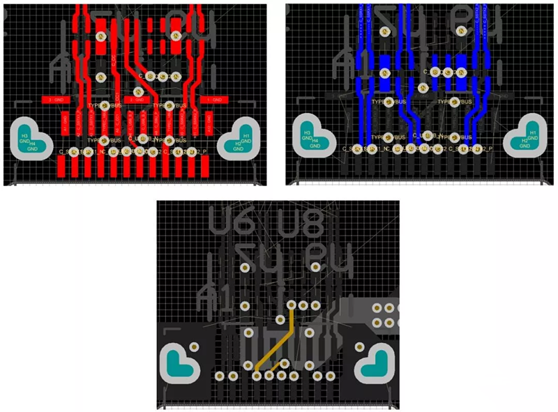 對(duì)SBU，USB2和CC1/2等信號(hào)做以下布線處理